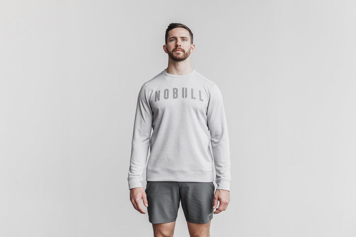 Nobull Crew Men's Sweatshirts Light Grey | Australia (WR7109)